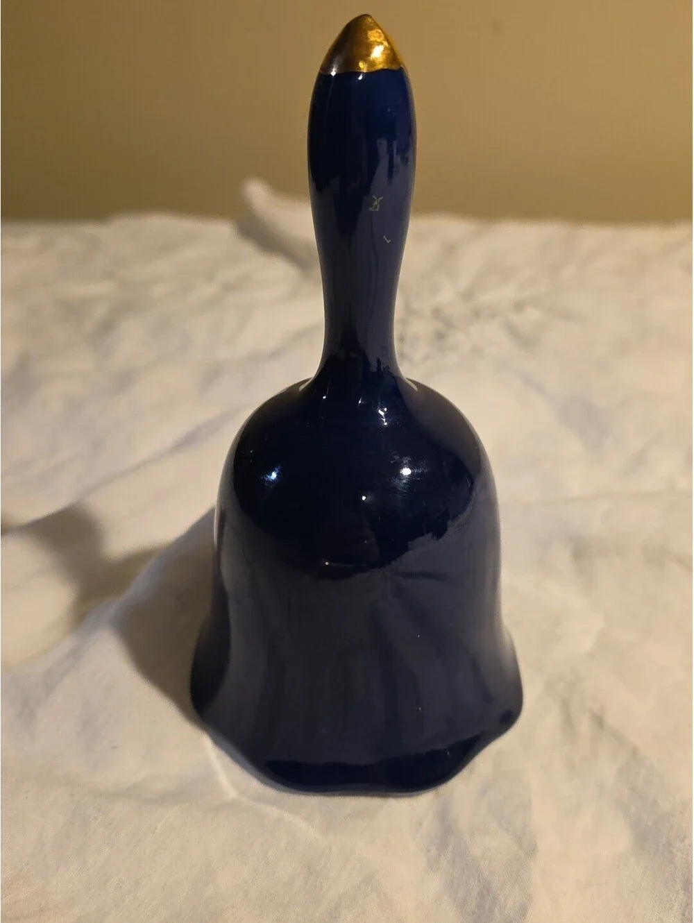 Vintage Cobalt Blue Porcelain Bell Flambro Birds And Flowers